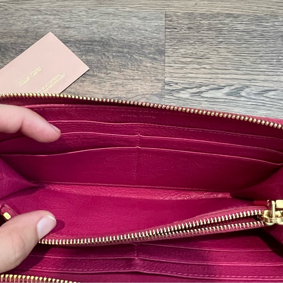 Miu Miu Madras long zip-around wallet in peonia pink goatskin leather barbiecore - Picture 11 of 13